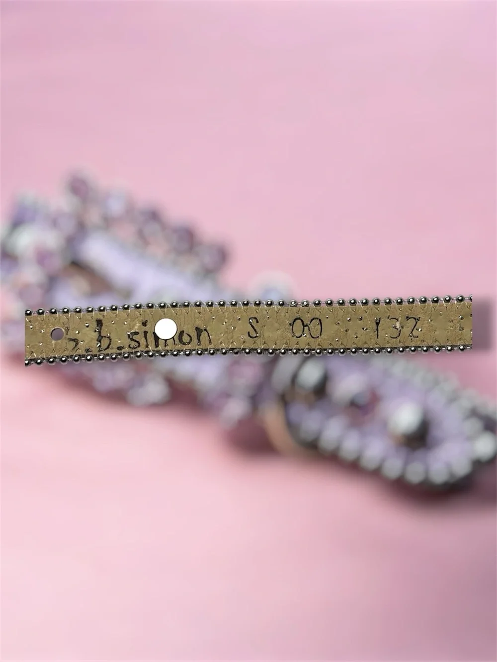 Authentic B.B. Simon Pink Swarovski Crystal Leather Dog Collar SZ Small Designer